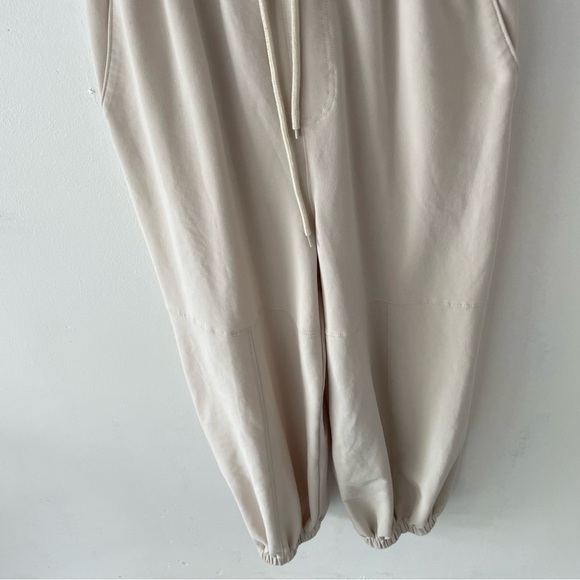Cream Crewneck Cutout Back Cinched Waist Cap Sleeve Jumpsuit 27131 - Picture 7 of 11